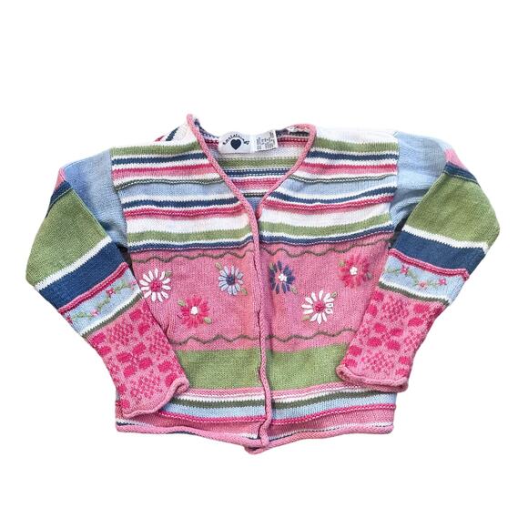 Vtg Girls Hartstrings Sweater Cardigan 5/6 - Picture 1 of 7